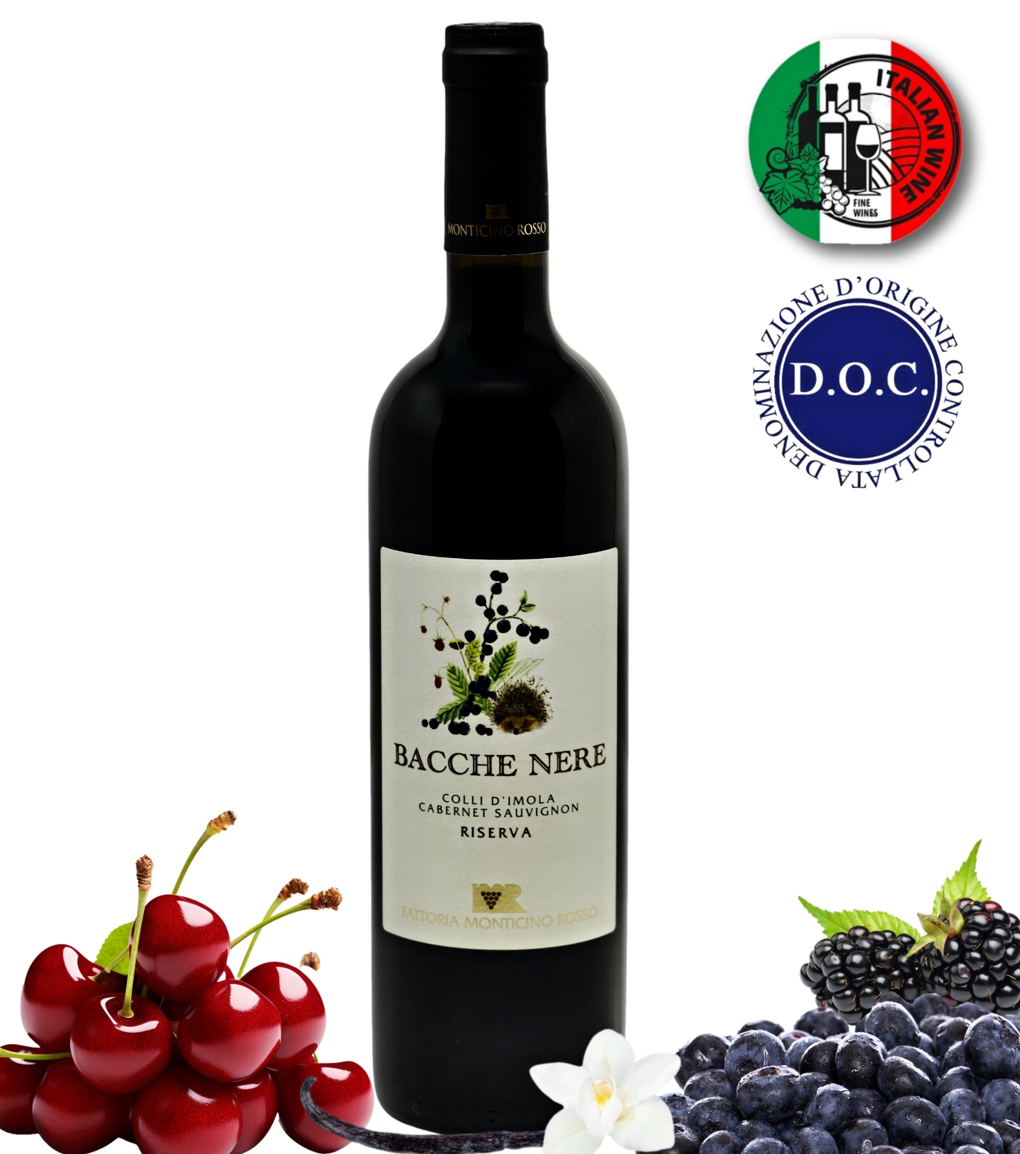 Fattoria Monticino Rosso Červené víno - Bacche Nere - Cabernet Sauvignon DOC Riserva