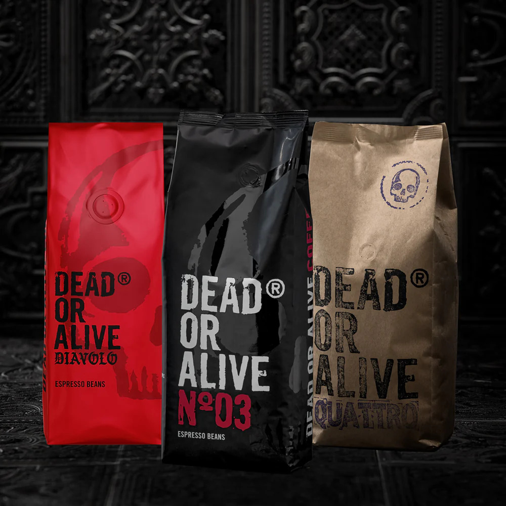 Dead or Alive Coffee TRIPLE TROUBLE – Diavolo + No3 + Quattro (zrnková káva), 3×1 kg