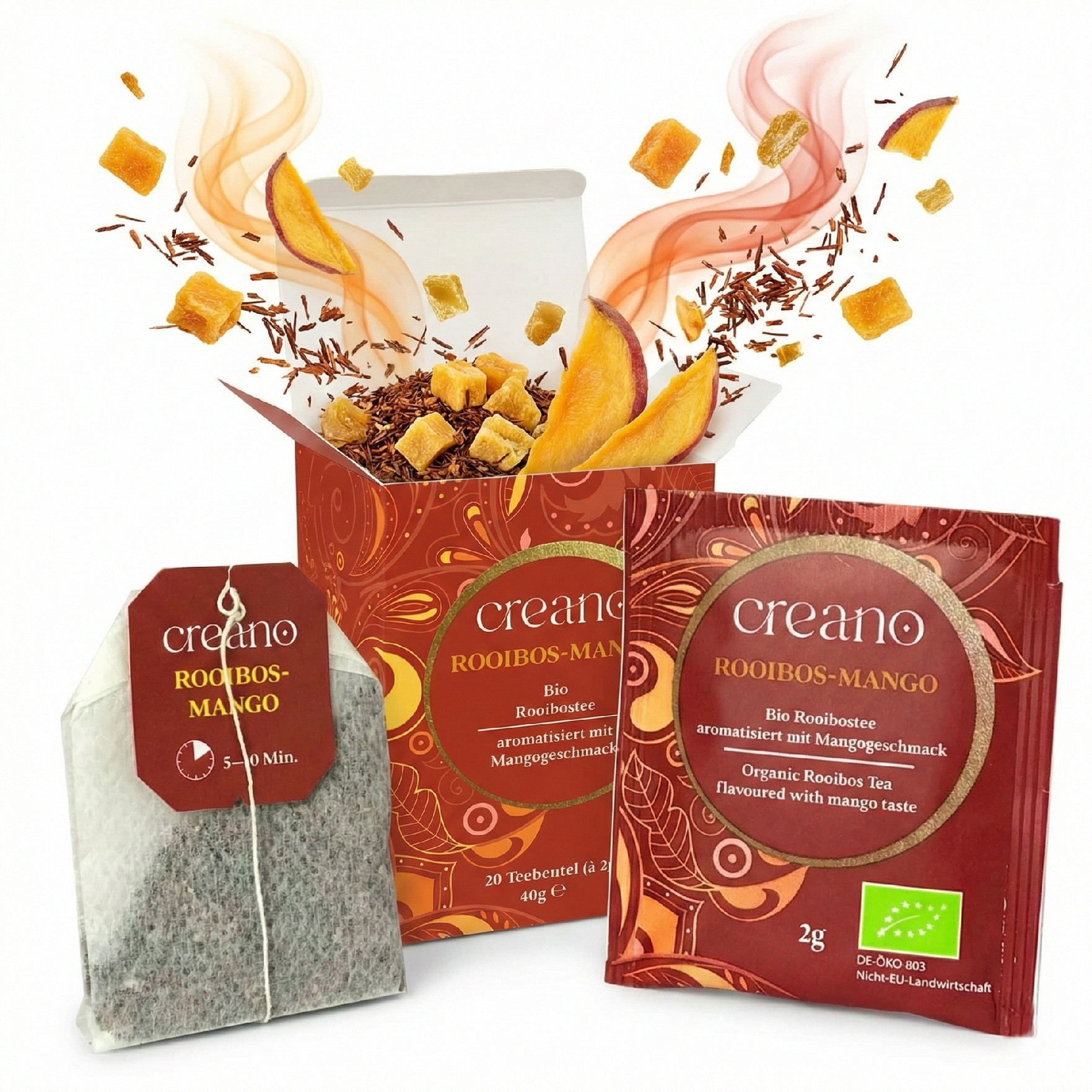 Creano Bio Rooibos Mango – Africké slunce v šálku (20 sáčků)
