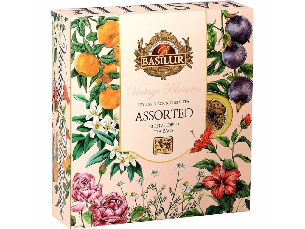 cerny a zeleny caj vintage blossoms assorted prebal 40 x 15 g