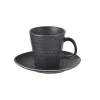 Kameninový hrnček s podšálkou na cappuccino čierny 250 ml