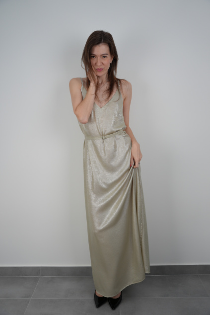 Dlouhé stříbrné šaty Simple