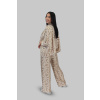 Kalhotový komplet s halenkou s netopýřími rukávy - béžovozlatá