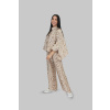 Kalhotový komplet s halenkou s netopýřími rukávy - béžovozlatá