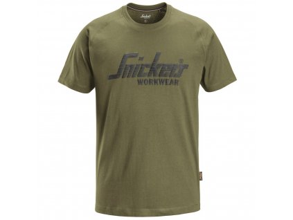 Tričko s logom Snickers Workwear khaki