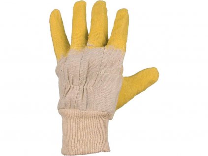 Povrstvené rukavice DETA, bielo-žlté, veľ. 10