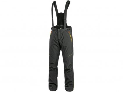 Nohavice na traky CXS TRENTON, oteplené. softshell, pánske, čierne s HV žlto/oranžovými doplnkami