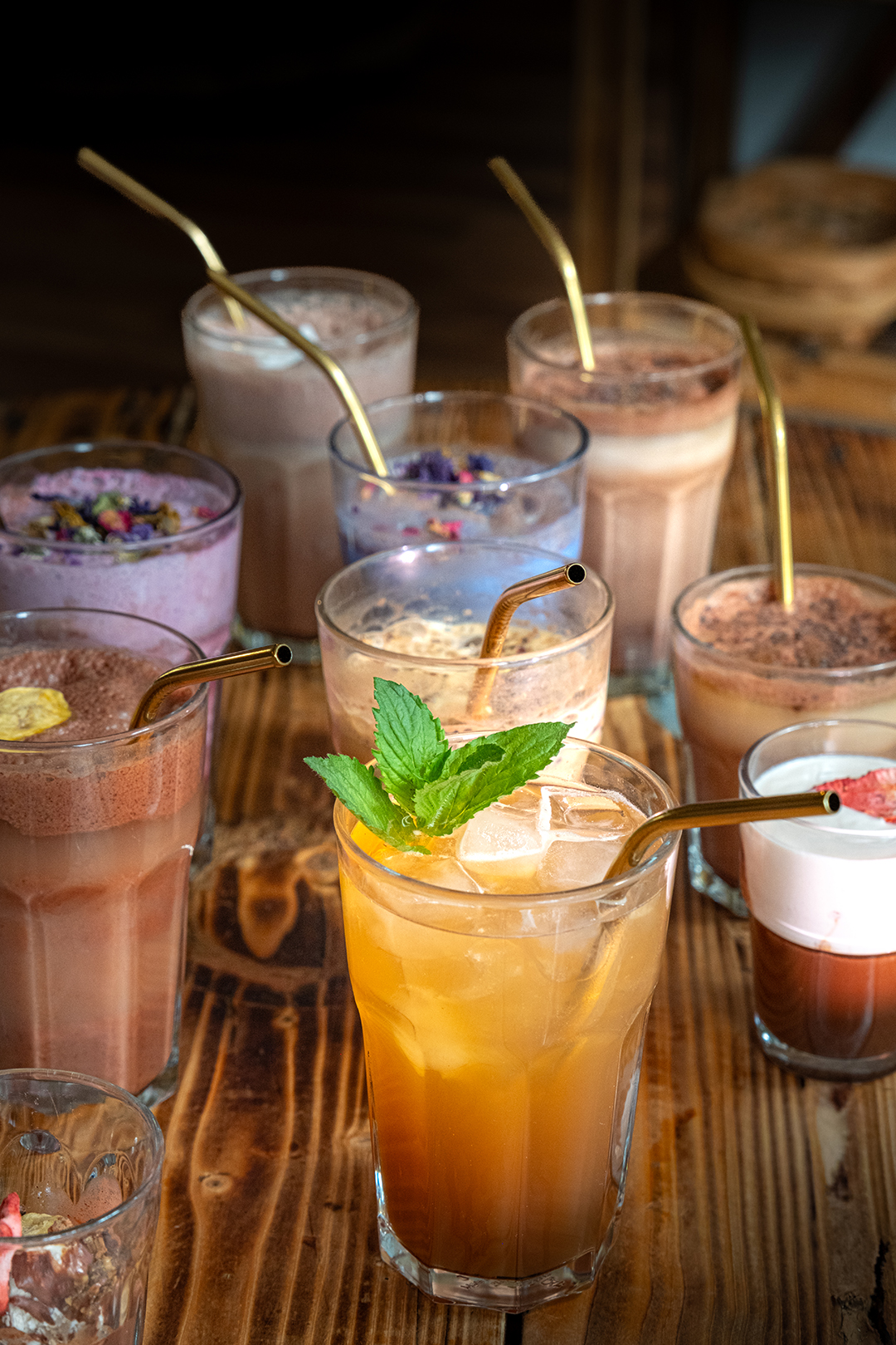 Farebné letné kakaové drinky