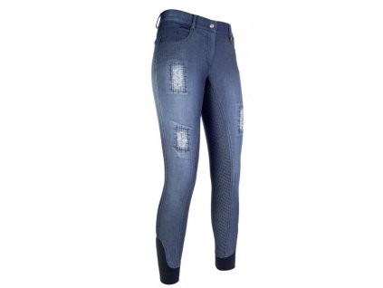 Rajtky dámské HKM Hard Used se silikonovým sedem denim