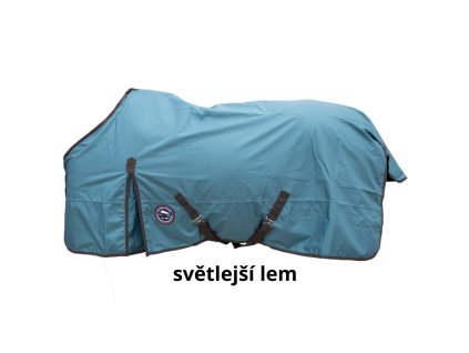 Nepromokavá deka s fleece KT tyrkysová světlý lem