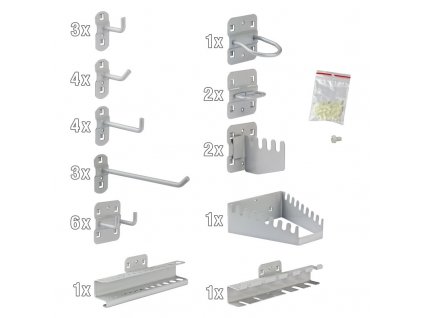 Súprava háčikov do dierovanej steny na náradie, 28-dielna