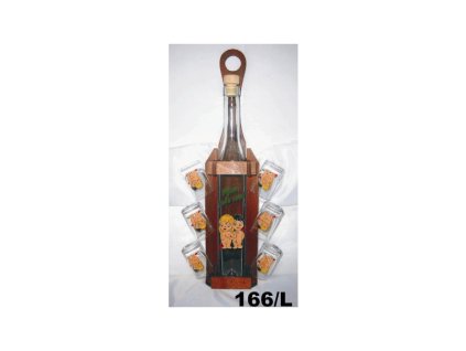 8797 flasa s poharmi v drevenom stojane motiv laska
