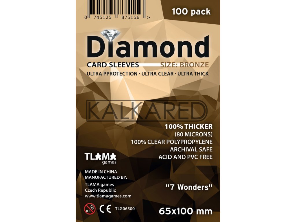 Card Sleeves Diamond Bronze: 7 Wonders (65x100 mm) - KALKARED