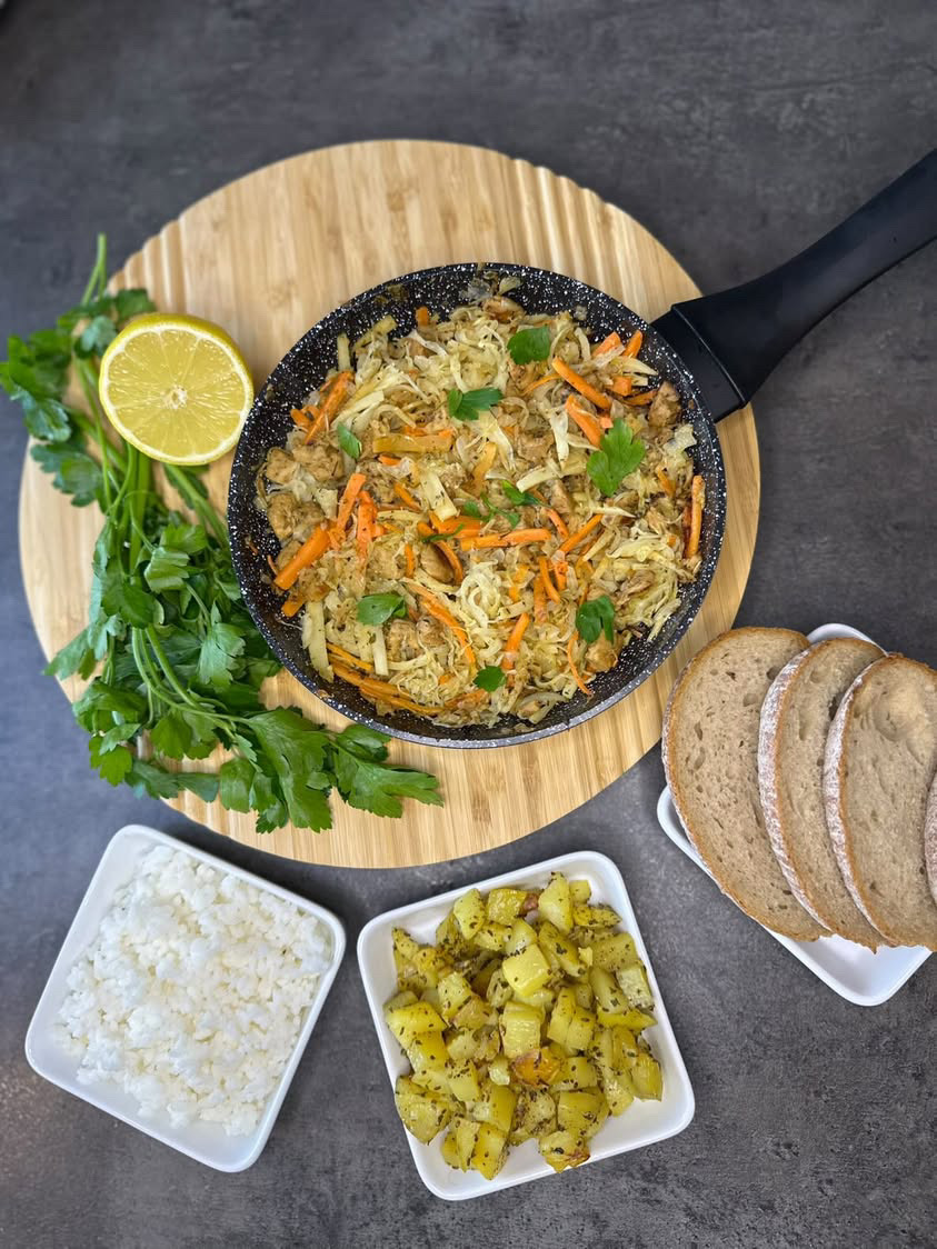 Zimní pánev s hrachovými kousky