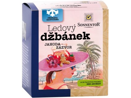 Ledový džbánek Jahoda-zázvor  ovocný čaj BIO 45 g SONNENTOR