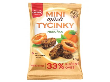 MINI MÜSLI TYČINKY S MERUŇKAMI BEZ LEPKU 70 G, SEMIX 70 g SEMIX