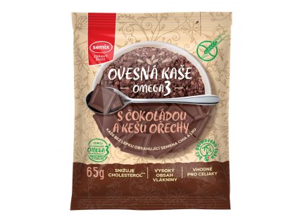 Ovesná kaše Omega3 s čokoládou a kešu ořechy 65 g SEMIX