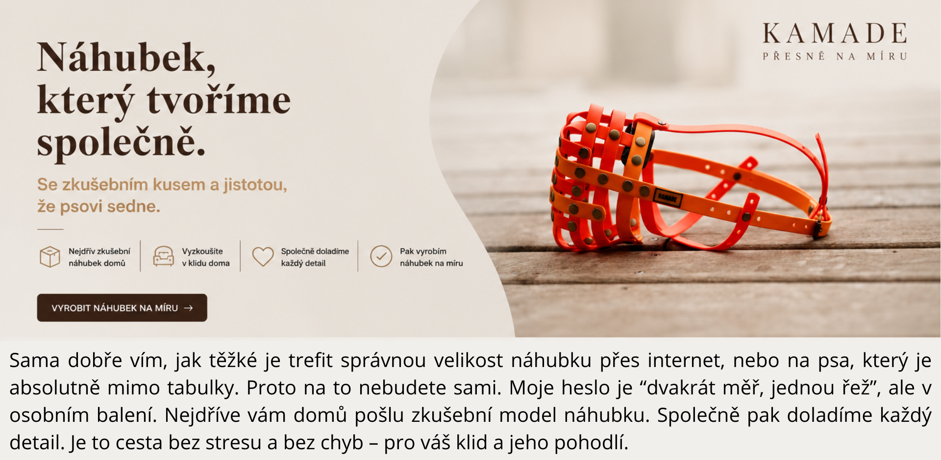 e-shop kamade, obojky, vodítka, náhubky na míru, sety, materiál BioThane