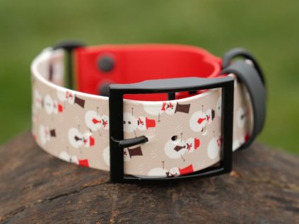 Duo-Tone 38 mm BioThane® s designem PrintThane® Dapper Snowmen, obvod krku 35-41,5 cm