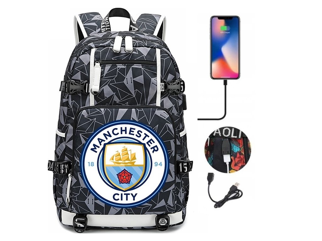 DUZY PLECAK USB WODOODPORNY MANCHESTER CITY WZORY Marka inna