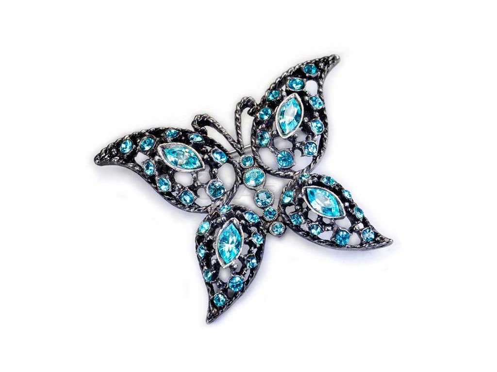 Brošňa Motýľ Modrý Vintage Kiara Manufact_0