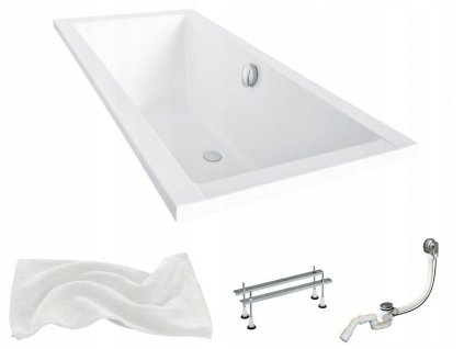 BATHTUB QUADRO SLIM 155x70 BESCO + SIPHON AUTOMATIC!_0