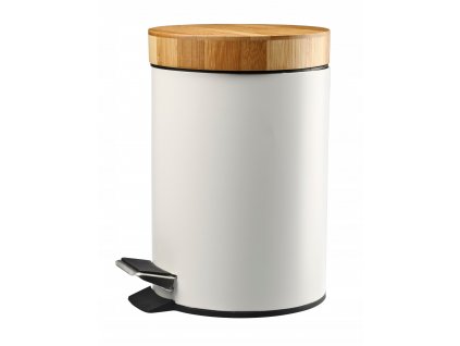 Kovový moderný bambusový kôš 3l biely_1