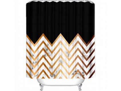 Sprchový záves čierny zlatý mramor 180x200_0