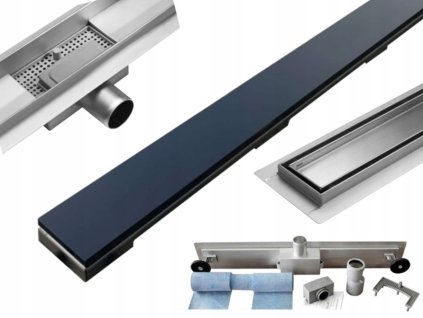 MEXÉNOVÝ PLOCHÝ LINEÁRNY ODTOK 80 CM SKLO ČIERNE_0