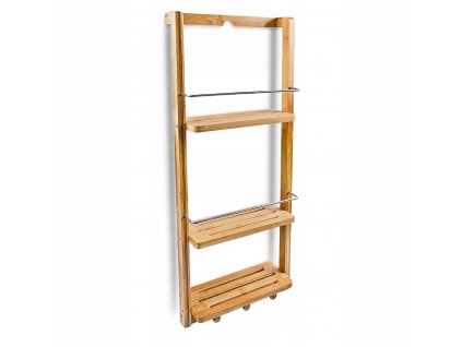 Trojposchodová polička do sprchy, vešiak, bambus_0
