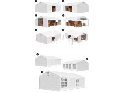 Skladový úložný stan 5x6x2/2,91 m LETNÝ BIELY