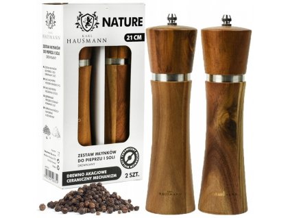 Sada mlynčekov na soľ a korenie 21 cm 2 ks DREVENÁ