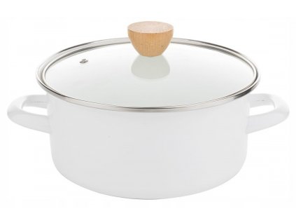 Smaltovaný hrniec Emalia Frida 20 cm BIELY