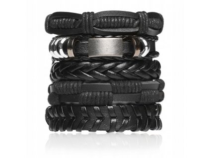 Pánsky náramok SET 5 v 1 KOŽENÝ