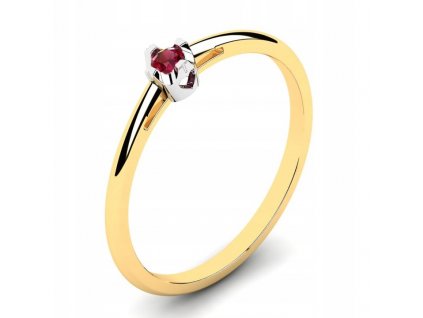 Zlatý prsteň srdiečko s 0,08ct rubínom (veľ. 57) VYPR