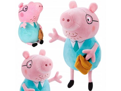 Maskot prasiatka Peppa Pig OTEC 27 cm PLYŠOVÝ VYPR