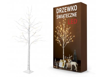 Ozdobný vianočný stromček LED breza 150 cm teplá BIELA VYPR