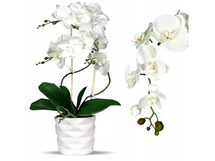 Umelá orchidea v bielom črepníku B072 BIELA VYPR