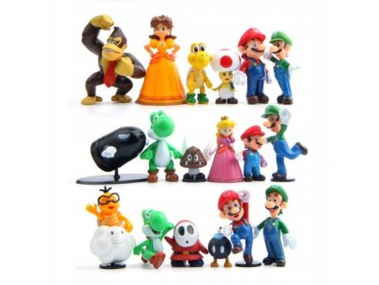 Figúrky MARIO Bros Luigi SADA od 3 do 6,5 cm 18 kusov VYPR