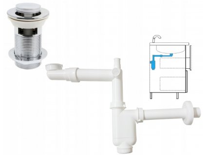 POLOSIFÓN, SIFÓN, VRÁTENÝ VÝVOD + ZAPÍNAČ CLICK-CLAMP M_1