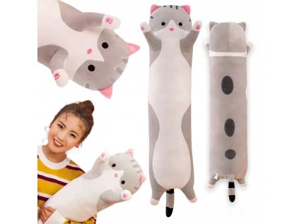 Maskot vankúš mačka/Dlhé mačiatko 70 cm PLYŠOVÝ VYPR