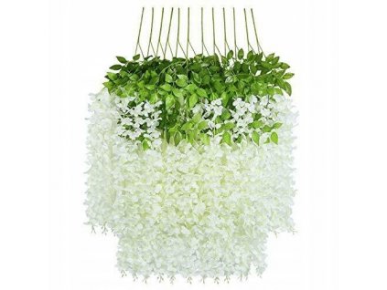 Umelé kvety wisteria 12 ks visiace 110 cm BIELA