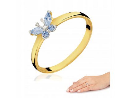 Zlatý prsteň Butterfly 585 MODRÝ VYPR