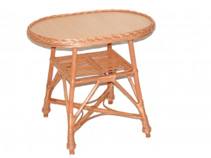 Prútený stôl s MDF doskou 72x52 cm oválny