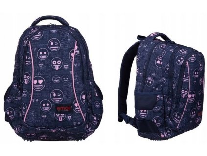 PLECAK EMOJI PINK BP 26 EMOTIKONY ST MAJEWSKI Wielkosc duza mieszczaca A4