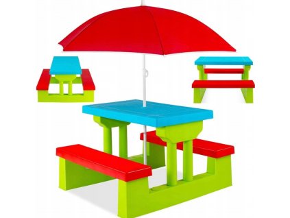 STOLIK STOL LAWKA LAWKI Z PARASOLEM DLA DZIECI