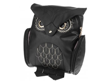 Batoh Animal Owl Bookbag SOVA PU koža ČIERNY VYPR