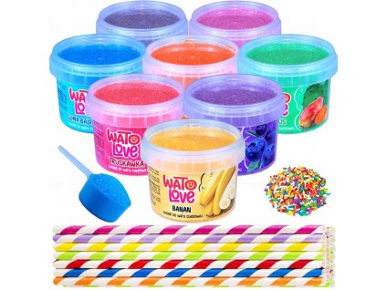 Farebný cukor na cukrovú vatu s príslušenstvom 8 ks SADA