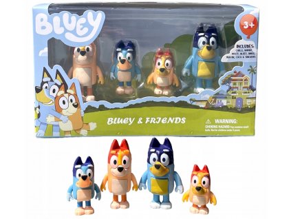 ZESTAW FIGUREK BLUEY BINGO 4 SZT RODZINKA BLUE