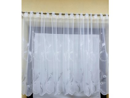 Firana firanka gotowa prosta zakard szara 250x90cm Marka Haft